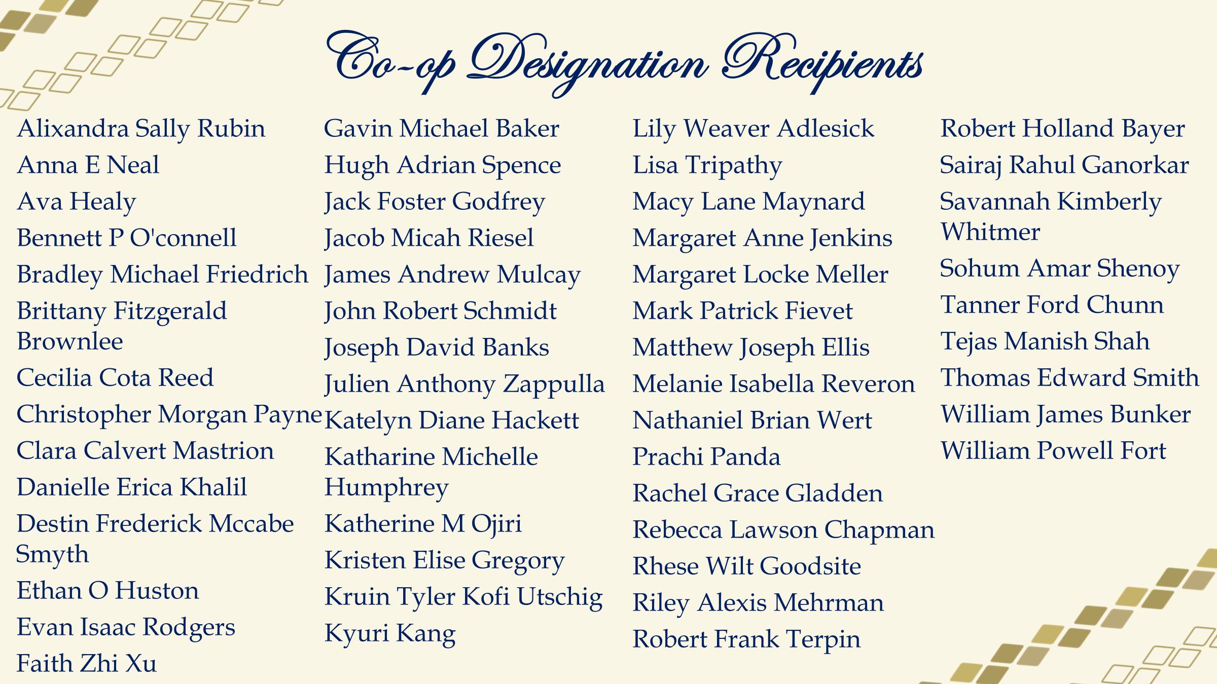 2025 Co-op Designation Recipients