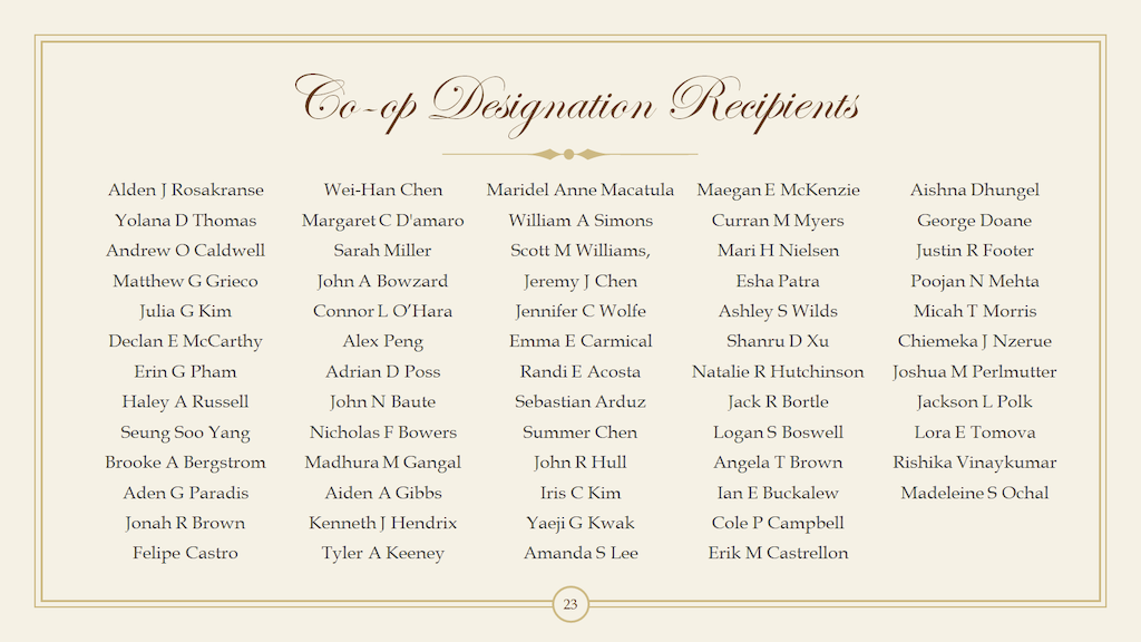 Co-Op Designation Recipient List